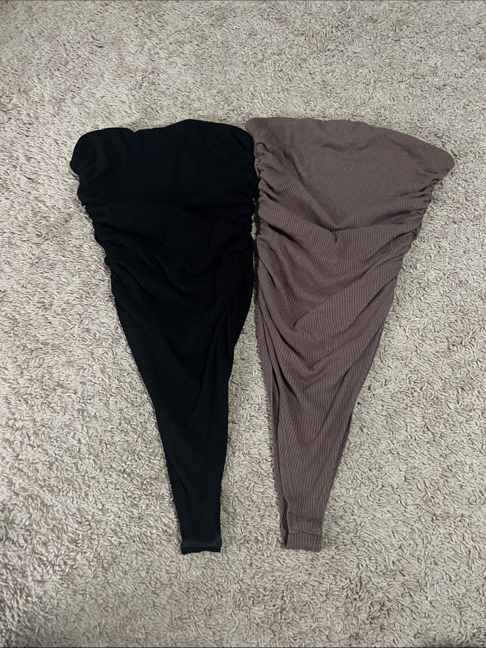Ripped Tube Top Bodysuits - Black and Taupe